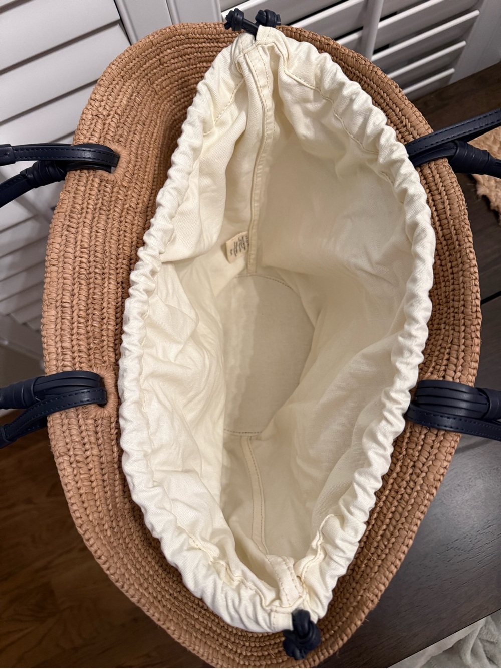 Sezane Justine Basket Bag in Deep Natural Navy Raffia NWOT - Picture 3 of 6